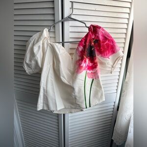 Express Off-Shoulder Blouse with Pink Floral